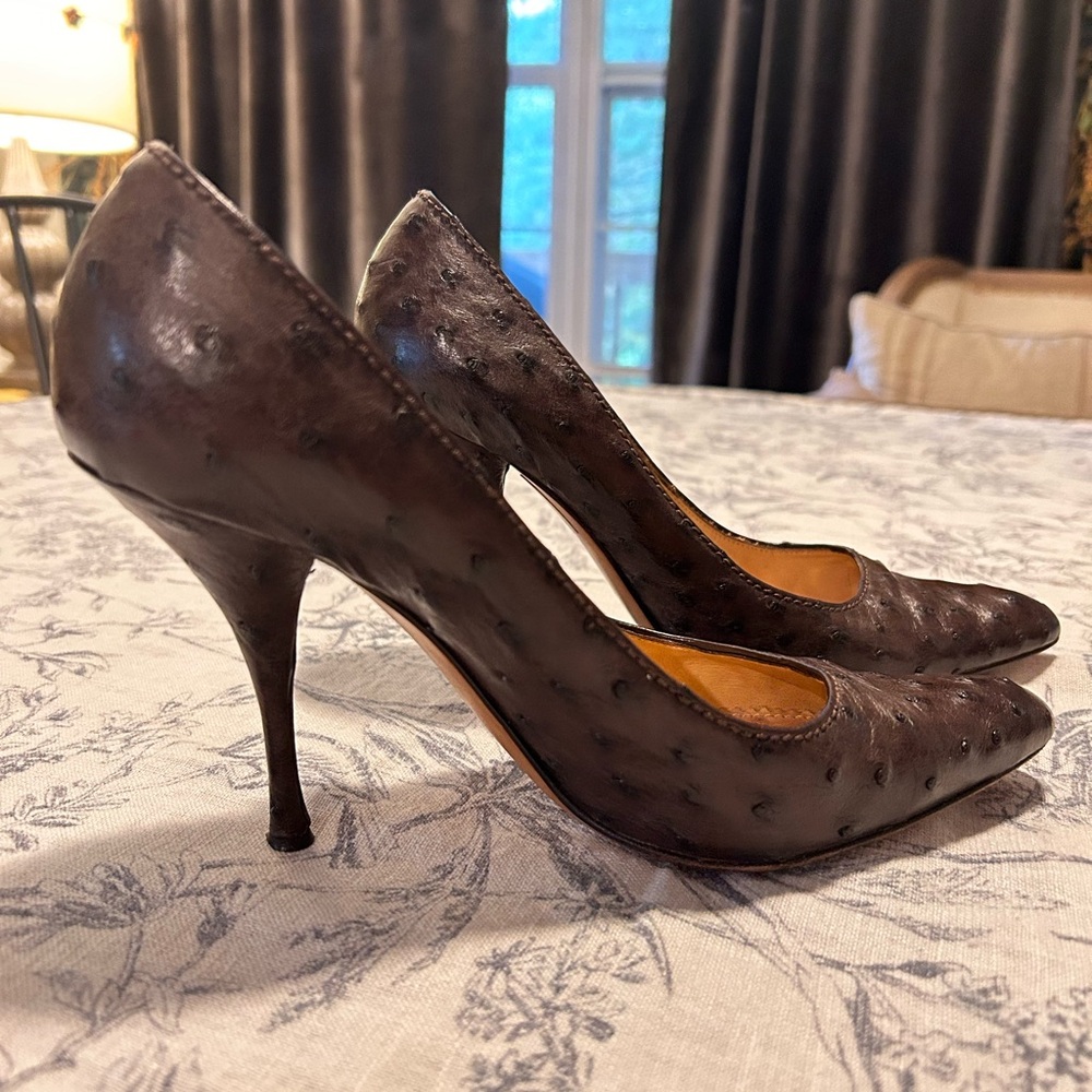 Vintage YSL Genuine Ostrich Skin Heels